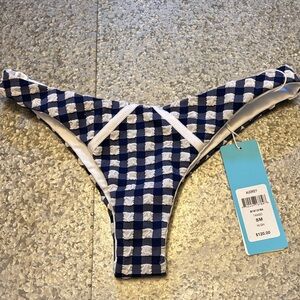 NWT Women’s Beach Bunny Audrey Size S Bottom MSRP $120 Blue/White Gingham